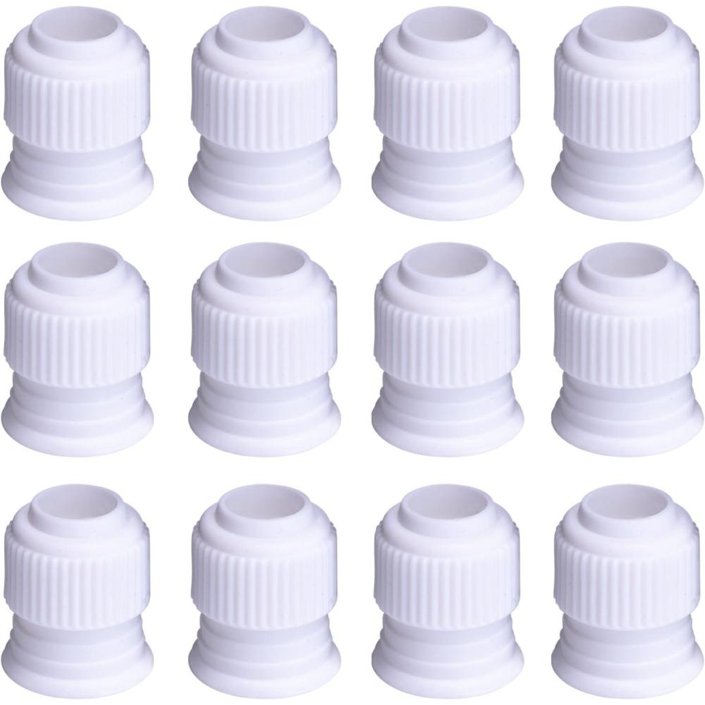 imageShappy 12 Pieces Coupler Piping Bag Plastic Standard Couplers Cake Decorating Pipe Tip for Frosting Icing Nozzles 12 x 1 Inch12