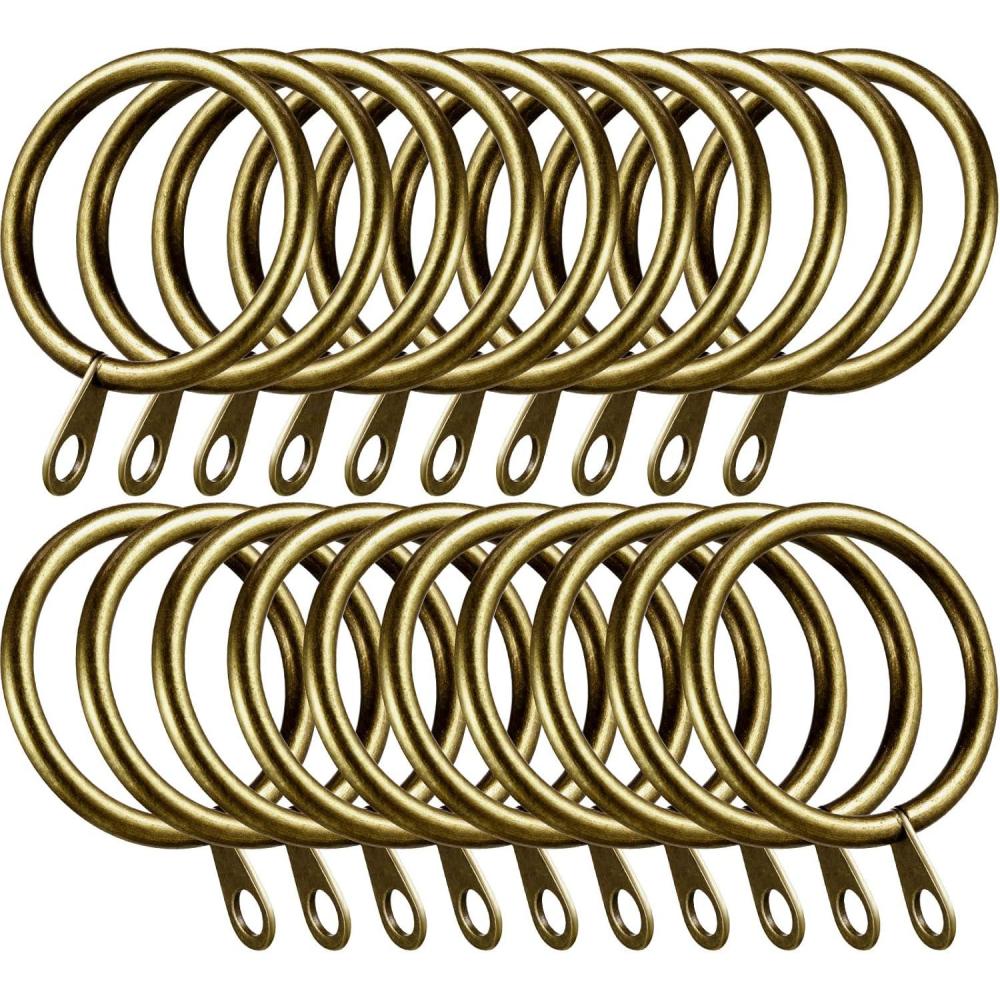 imageShappy 20 Packs Metal Drapery Curtain Rings Hanging Rings for Curtains and Rods Drape Sliding Eyelet Rings 30 mm Internal Diameter BlackAntique Brass