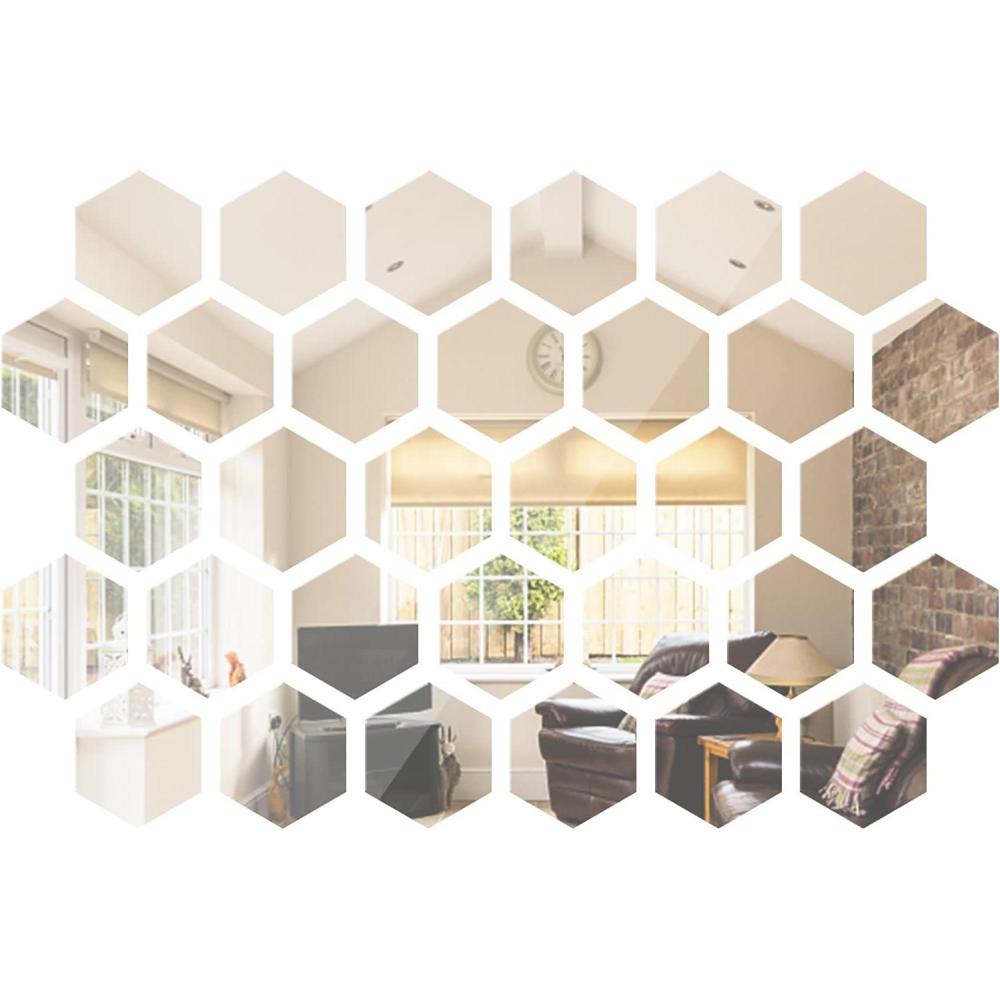 imageShappy 24 Pieces Hexagon Mirror Wall Sticker Removable Acrylic Mirror Setting Wall Sticker Decal Honey Comb Decal for Living Room Bedroom Home Decor126 x 11 x 63 cm15 x 18 x 9 cm