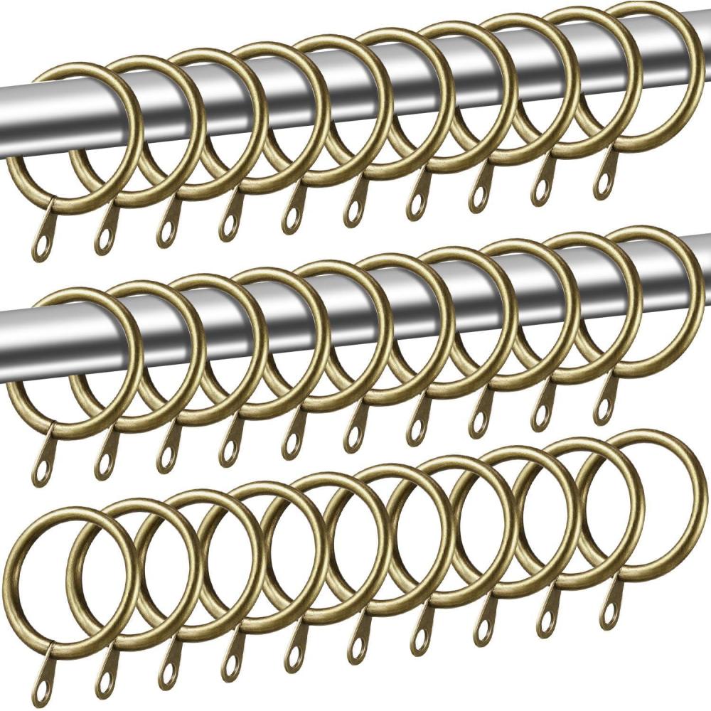imageShappy 40 Pack Metal Drapery Curtain Rod Rings with Eyelets Internal Diameter 118in Fits up to 079 in Rod Hanging Drape Sliding Eyelet Silver Rings for Window Door Shower BathroomGreen Brass