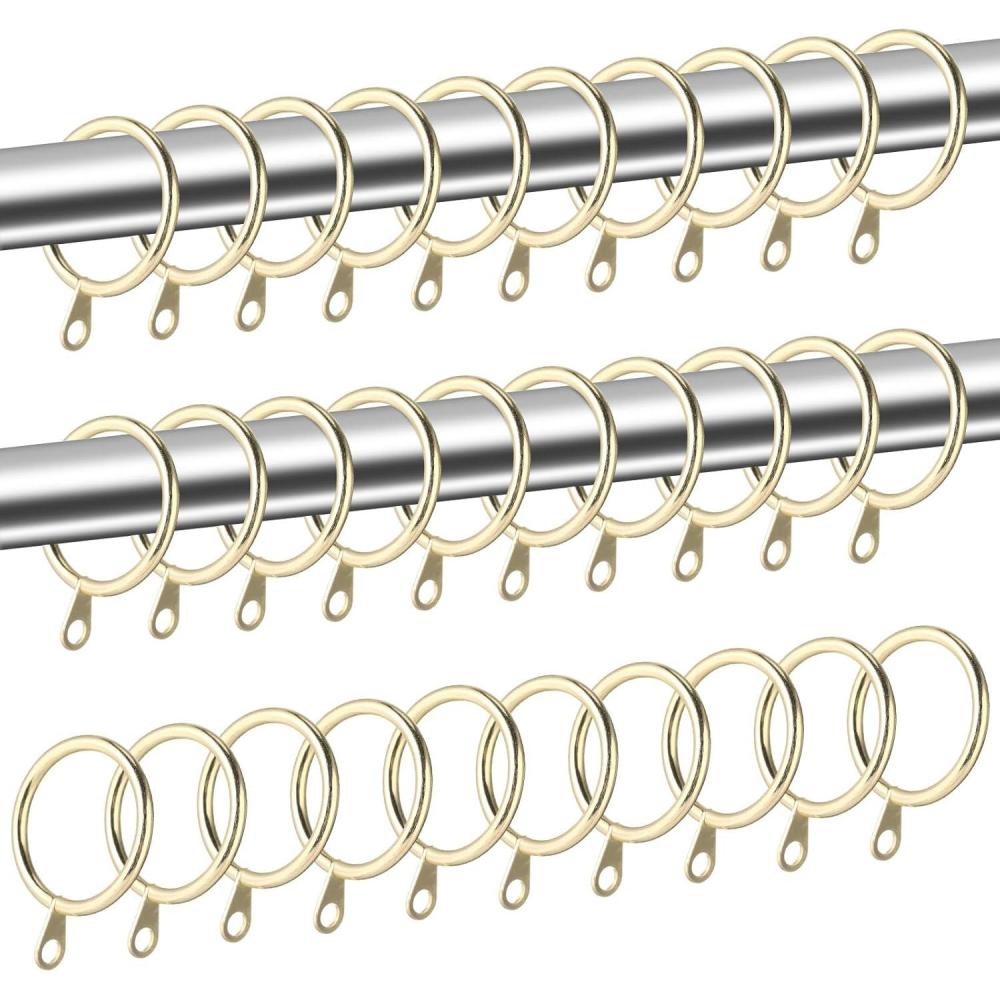 imageShappy 40 Pack Metal Drapery Curtain Rod Rings with Eyelets Internal Diameter 118in Fits up to 079 in Rod Hanging Drape Sliding Eyelet Silver Rings for Window Door Shower BathroomGold