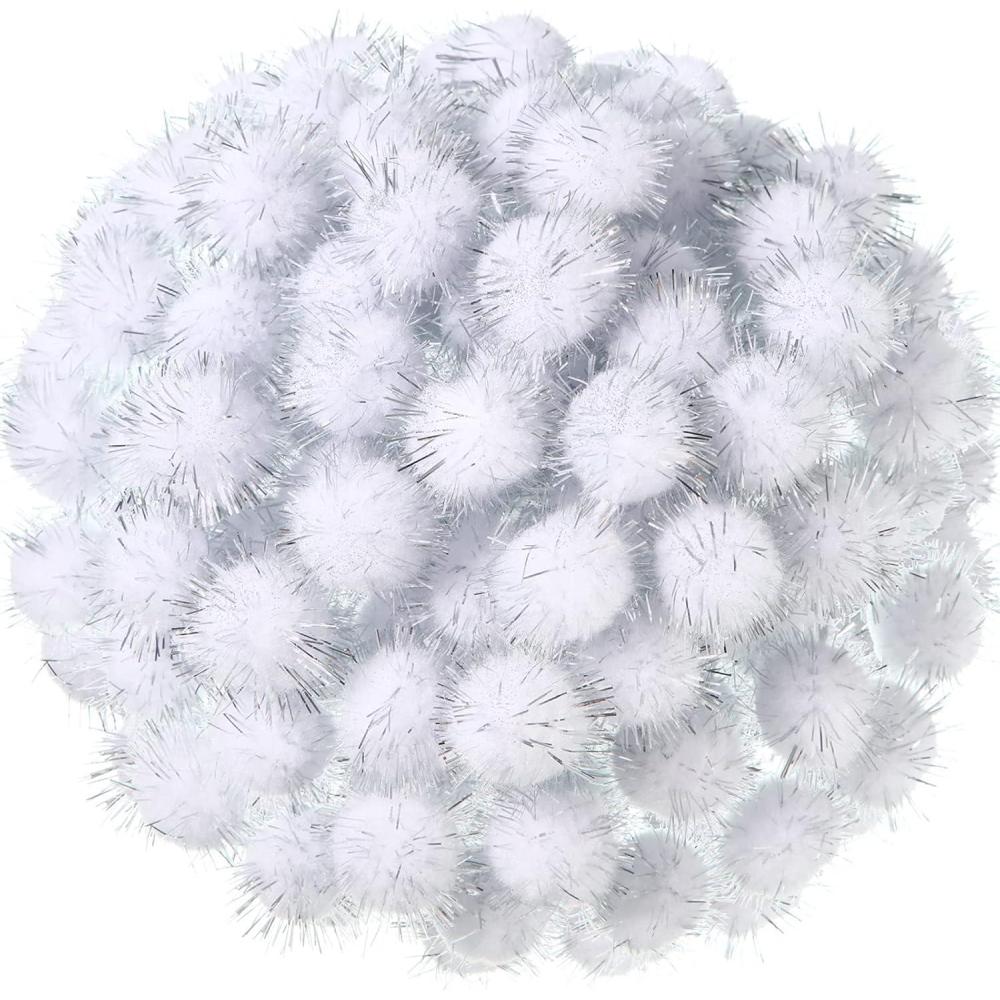 imageShappy 500 Pieces Christmas Glitter Pompoms 1 Inch Fuzzy Pom Poms Arts Crafts Making Balls for Hobby Supplies Craft DIY Party Decoration RedWhite