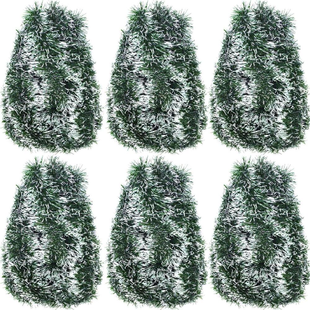 imageShappy 885 ft 6 Rolls Halloween Tinsel Garland Decor Glitter Metallic Twist Garland Wedding Summer Luau Birthday Party Indoor Outdoor Hanging Home DecorBlackWhite Tip Green