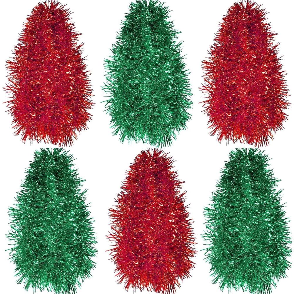 imageShappy 885 ft 6 Rolls Halloween Tinsel Garland Decor Glitter Metallic Twist Garland Wedding Summer Luau Birthday Party Indoor Outdoor Hanging Home DecorBlackRed  Green