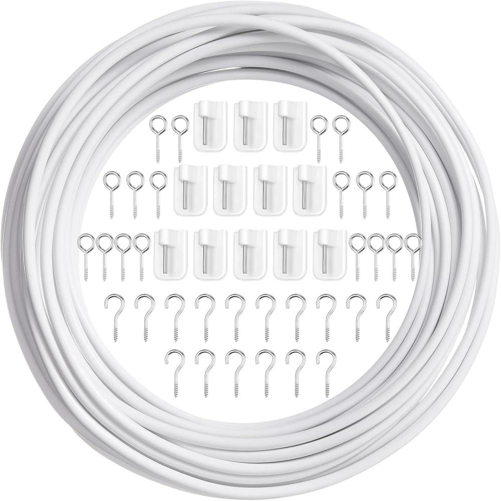 imageShappy Curtain Wire with SelfAdhesive Hooks Hooks and Eyes for Net Curtain Rod6 Meters 8 Pairs12 Meters  16 Pairs
