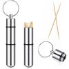 imageHotop Pocket Toothpick Holder Waterproof Aluminium Alloy Toothpick Box Metal Pill Case with Key Ring 28 x 06 Inch
