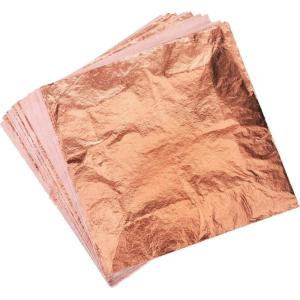 Shappy 100 Pieces Silver Leaf Sheets Imitation Copper Leaf Foil Sheets for Gilding Crafting, Furniture Decoration, Painting, Crafts, 5.5 by 5.5 Inches(Rose Gold)