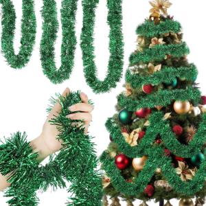 Shappy 196. 8 Feet 6 Rolls 4th of July Tinsel Garland Patriotic Glitter Metallic Twist Garland for Independence Day Party Supplies Hanging Decorations(Red Blue White)(Green)