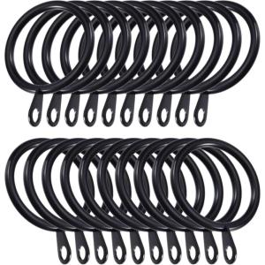 Shappy 20 Pack Metal Black Curtain Rings 1.2 inch Metal Hanging Rings for Curtains and Rods Drape Sliding Eyelet Rings Internal Diameter