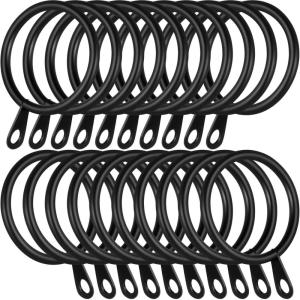 Shappy 20 Packs Metal Drapery Curtain Rings Hanging Rings for Curtains and Rods, Drape Sliding Eyelet Rings 30 mm Internal Diameter (Black)(Black)
