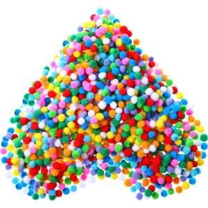 Shappy 2000 Pieces 0.8 cm Pom Poms for Craft Making Mini Tiny Small Christmas Pompom Balls Assorted Color Elastic Arts Pompoms for Hobby Supplies Creative DIY Craft Material Decoration (Mixed Color)(Mixed Color)