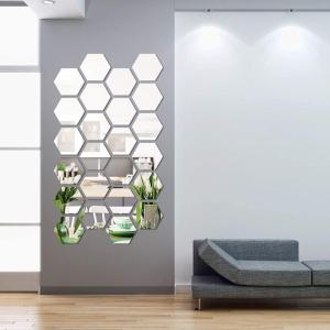 Shappy 24 Pieces Hexagon Mirror Wall Sticker Removable Acrylic Mirror Setting Wall Sticker Decal Honey Comb Decal for Living Room Bedroom Home Decor(12.6 x 11 x 6.3 cm)(12.6 x 11 x 6.3 cm)