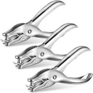 Shappy 3 Pack Metal Hole Punchers Single Hole Punch Paper Puncher Ticket for School, Home and Office(1/4 Inch Hole)(1/4 Inch Hole)
