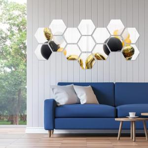 Shappy 32 Pcs Hexagon Mirror Wall Stickers Removable Silver Acrylic Mirror Stickers Honeycomb Decals for DIY Home Art Bedroom Living Room Wall Decoration(10 x 8.6 x 5 cm)(15 x 13.3 x 7.5 cm)