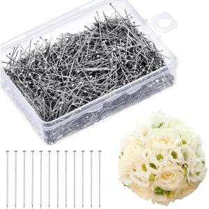 Shappy 3200 Pieces 1 1/16 Inch Head Pins Bouquet Pins Diamond Head Pins for Craft 1 1/16 Inch Fine Satin Pin Dressmaker Pins for Jewelry Making, Sewing and Craft, Stainless Steel(4000)