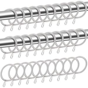 Shappy 40 Pack Metal Drapery Curtain Rod Rings with Eyelets Internal Diameter 1.18in Fits up to 0.79 in Rod Hanging Drape Sliding Eyelet Silver Rings for Window Door Shower Bathroom(Gray)