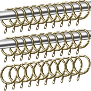 Shappy 40 Pack Metal Drapery Curtain Rod Rings with Eyelets Internal Diameter 1.18in Fits up to 0.79 in Rod Hanging Drape Sliding Eyelet Silver Rings for Window Door Shower Bathroom(Green Brass)