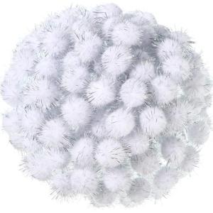 Shappy 500 Pieces Christmas Glitter Pompoms 1 Inch Fuzzy Pom Poms Arts Crafts Making Balls for Hobby Supplies Craft DIY Party Decoration (Red)(White)