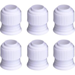 Shappy 6 Pieces Plastic Standard Couplers for Piping Bags Cake Decorating Pipe Tip White Coupler for Icing Nozzles, 1.2 x 1 Inch