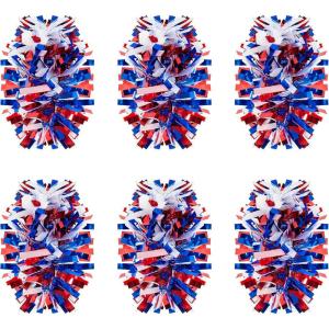 Shappy 88.5 ft 6 Rolls Halloween Tinsel Garland Decor Glitter Metallic Twist Garland Wedding Summer Luau Birthday Party Indoor Outdoor Hanging Home Decor(Black)(Red  Blue  White)