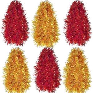 Shappy 88.5 ft 6 Rolls Halloween Tinsel Garland Decor Glitter Metallic Twist Garland Wedding Summer Luau Birthday Party Indoor Outdoor Hanging Home Decor(Black)(Red  Gold)