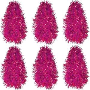Shappy 88.5 ft 6 Rolls Halloween Tinsel Garland Decor Glitter Metallic Twist Garland Wedding Summer Luau Birthday Party Indoor Outdoor Hanging Home Decor(Black)(Rose Red)