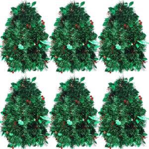 Shappy 88.5 ft 6 Rolls Halloween Tinsel Garland Decor Glitter Metallic Twist Garland Wedding Summer Luau Birthday Party Indoor Outdoor Hanging Home Decor(Black)(Red and Green)