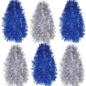 Shappy 88.5 ft 6 Rolls Halloween Tinsel Garland Decor Glitter Metallic Twist Garland Wedding Summer Luau Birthday Party Indoor Outdoor Hanging Home Decor(Black)(Blue  Sliver)
