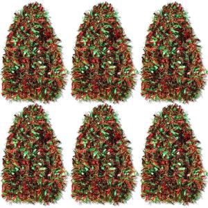 Shappy 88.5 ft 6 Rolls Halloween Tinsel Garland Decor Glitter Metallic Twist Garland Wedding Summer Luau Birthday Party Indoor Outdoor Hanging Home Decor(Black)(Red  Gold  Green)