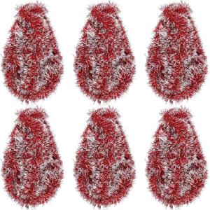 Shappy 88.5 ft 6 Rolls Halloween Tinsel Garland Decor Glitter Metallic Twist Garland Wedding Summer Luau Birthday Party Indoor Outdoor Hanging Home Decor(Black)(Red Frosted Tip)