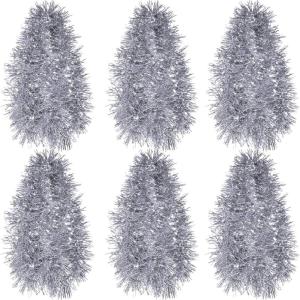 Shappy 88.5 ft 6 Rolls Halloween Tinsel Garland Decor Glitter Metallic Twist Garland Wedding Summer Luau Birthday Party Indoor Outdoor Hanging Home Decor(Black)(Silver)