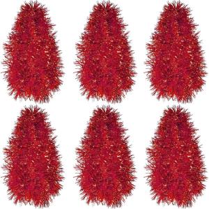 Shappy 88.5 ft 6 Rolls Halloween Tinsel Garland Decor Glitter Metallic Twist Garland Wedding Summer Luau Birthday Party Indoor Outdoor Hanging Home Decor(Black)(Red)