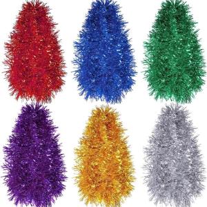 Shappy 88.5 ft 6 Rolls Halloween Tinsel Garland Decor Glitter Metallic Twist Garland Wedding Summer Luau Birthday Party Indoor Outdoor Hanging Home Decor(Black)(Assorted Color)