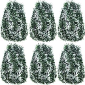 Shappy 88.5 ft 6 Rolls Halloween Tinsel Garland Decor Glitter Metallic Twist Garland Wedding Summer Luau Birthday Party Indoor Outdoor Hanging Home Decor(Black)(White Tip Green)
