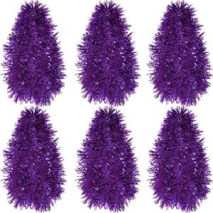 Shappy 88.5 ft 6 Rolls Halloween Tinsel Garland Decor Glitter Metallic Twist Garland Wedding Summer Luau Birthday Party Indoor Outdoor Hanging Home Decor(Black)(Purple)