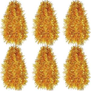 Shappy 88.5 ft 6 Rolls Halloween Tinsel Garland Decor Glitter Metallic Twist Garland Wedding Summer Luau Birthday Party Indoor Outdoor Hanging Home Decor(Black)(Gold)