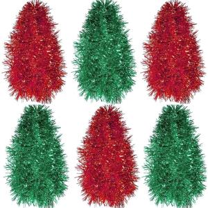 Shappy 88.5 ft 6 Rolls Halloween Tinsel Garland Decor Glitter Metallic Twist Garland Wedding Summer Luau Birthday Party Indoor Outdoor Hanging Home Decor(Black)(Red  Green)