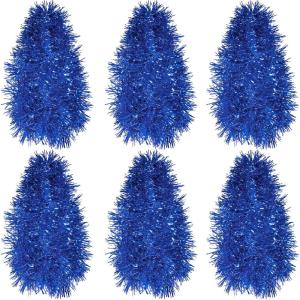 Shappy 88.5 ft 6 Rolls Halloween Tinsel Garland Decor Glitter Metallic Twist Garland Wedding Summer Luau Birthday Party Indoor Outdoor Hanging Home Decor(Black)(Blue)