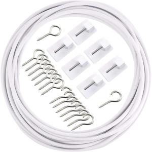 Shappy Curtain Wire with Self-Adhesive Hooks, Hooks and Eyes for Net Curtain Rod(6 Meters, 8 Pairs)(6 Meters  8 Pairs)
