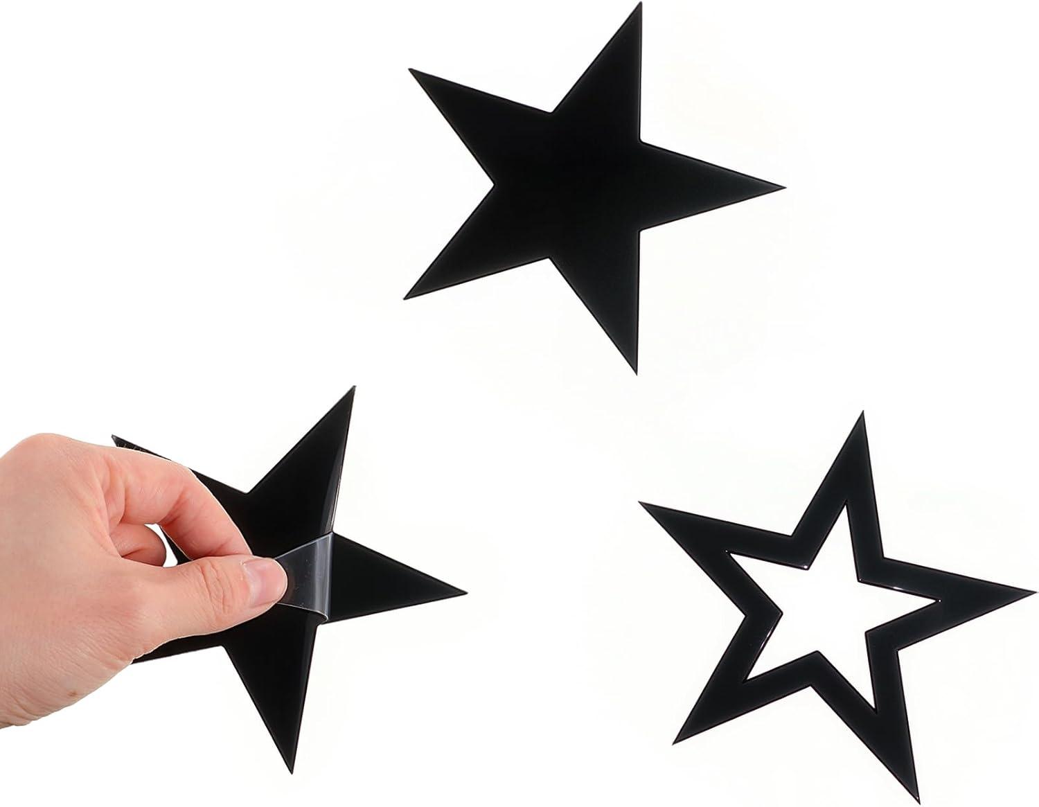 imageShappy 100 Pcs Acrylic Moon Star Mirror Wall Stickers Decal 3D Acrylic Mirror Stickers Removable Decal for Room Good Night Nursery House Bedroom Wall Decor BlackBlack