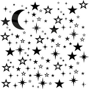 Shappy 100 Pcs Acrylic Moon Star Mirror Wall Stickers Decal 3D Acrylic Mirror Stickers Removable Decal for Room Good Night Nursery House Bedroom Wall Decor (Black)(Black)