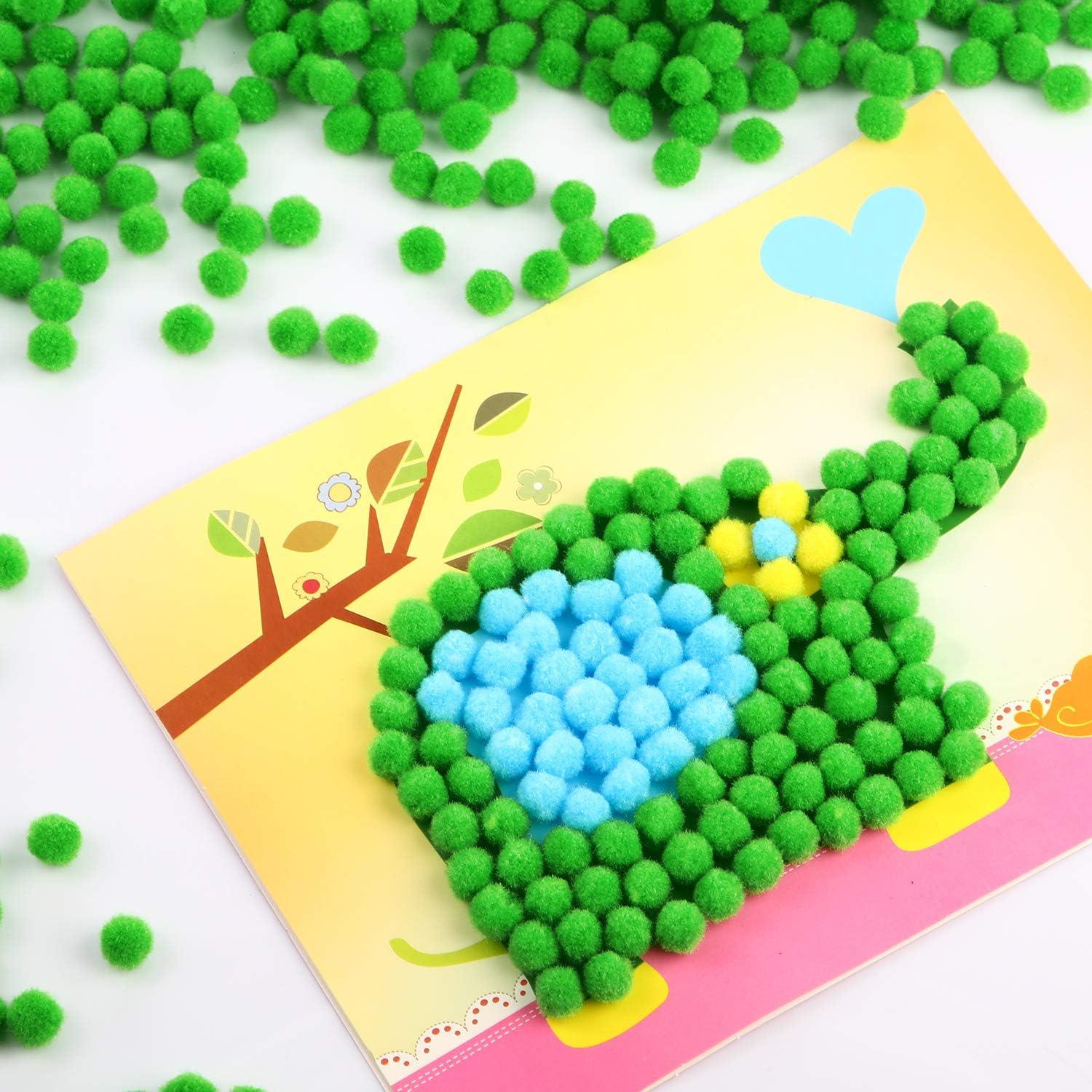 image2000 Pieces 05 Inch Christmas Pom Poms Crafts Mini Pompoms Balls for Craft DIY and Hobby Supplies WhiteGreenRedFruit Green