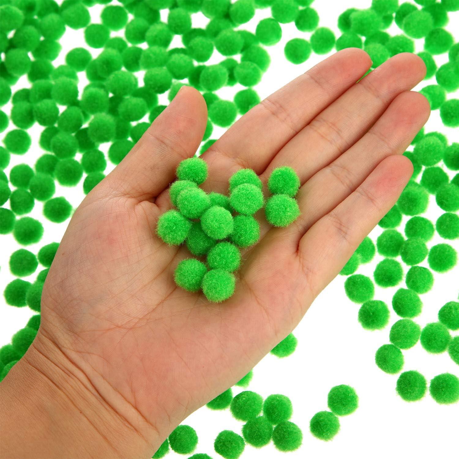image2000 Pieces 05 Inch Christmas Pom Poms Crafts Mini Pompoms Balls for Craft DIY and Hobby Supplies WhiteGreenRedFruit Green