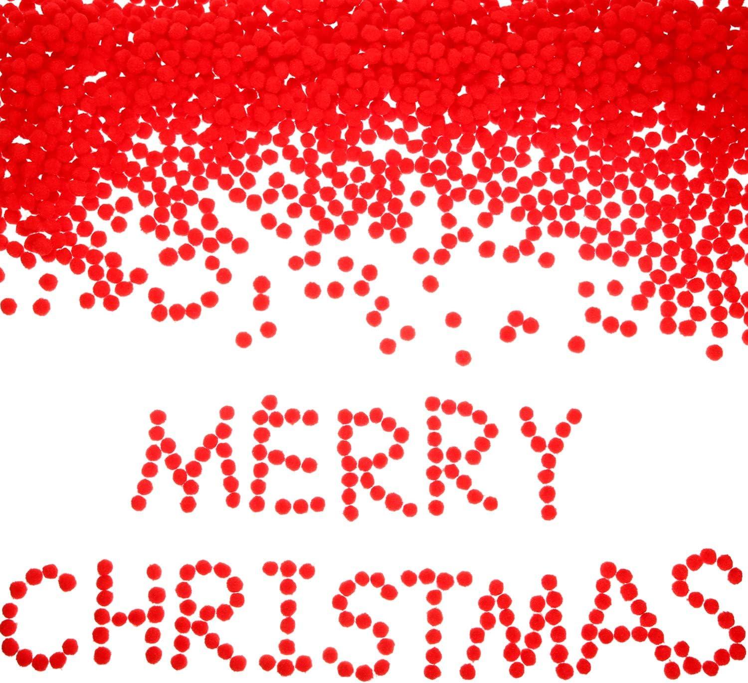 image2000 Pieces 05 Inch Christmas Pom Poms Crafts Mini Pompoms Balls for Craft DIY and Hobby Supplies WhiteGreenRedRed