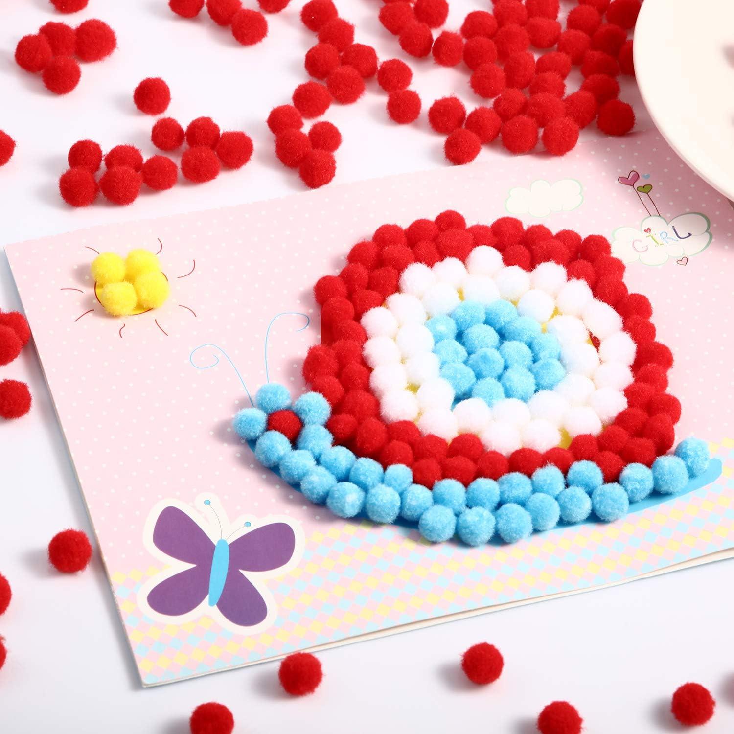 image2000 Pieces 05 Inch Christmas Pom Poms Crafts Mini Pompoms Balls for Craft DIY and Hobby Supplies WhiteGreenRedRed