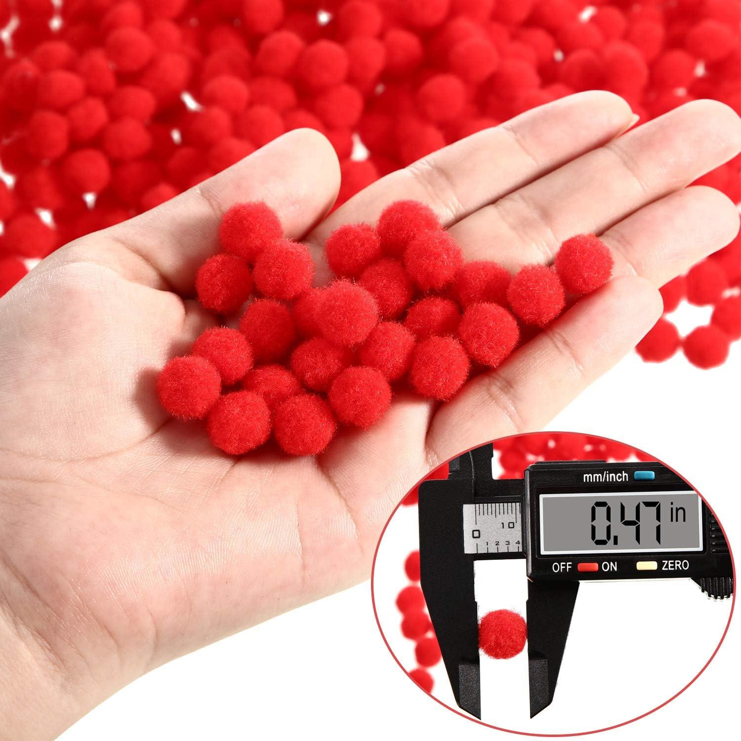 image2000 Pieces 05 Inch Christmas Pom Poms Crafts Mini Pompoms Balls for Craft DIY and Hobby Supplies WhiteGreenRedRed