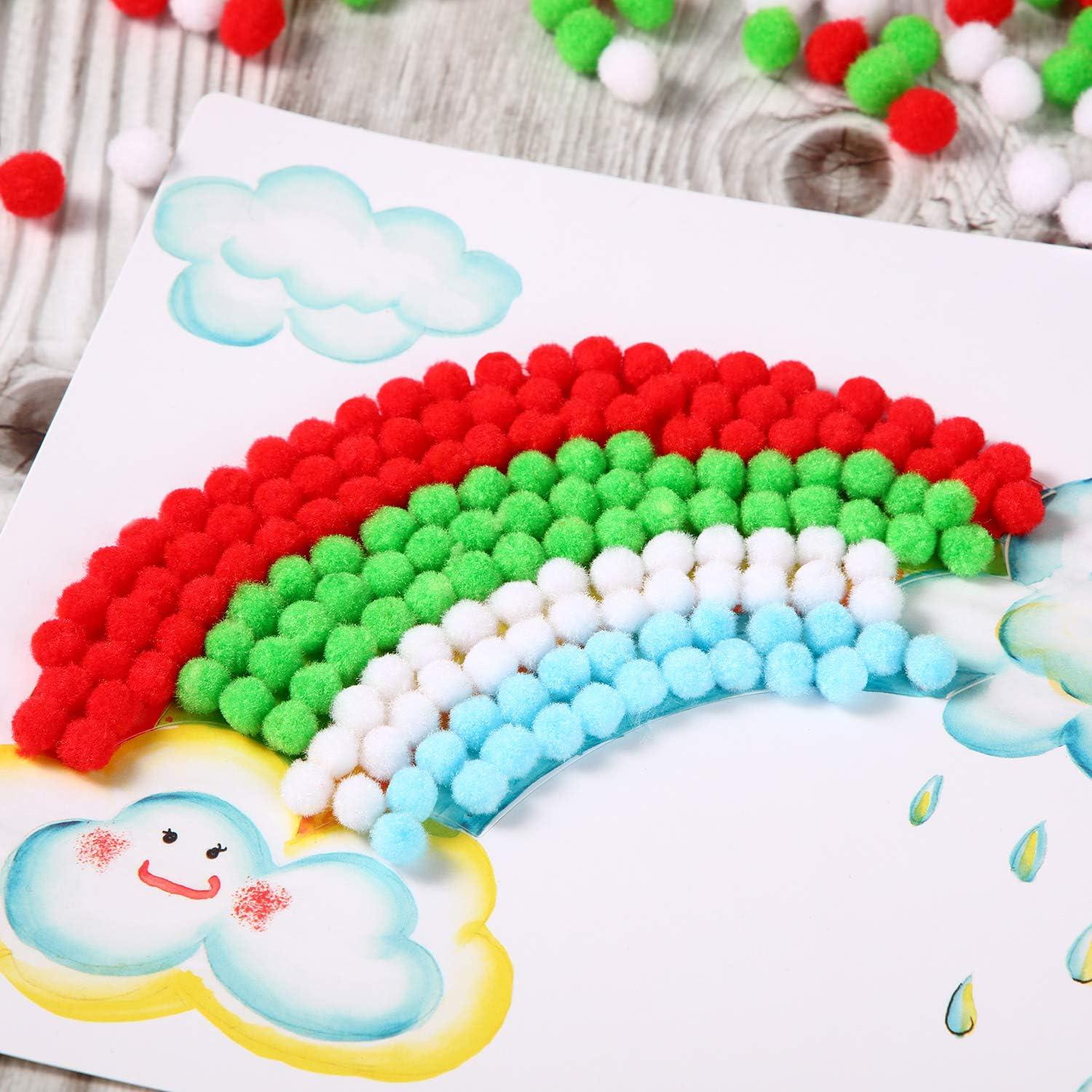 image2000 Pieces 05 Inch Christmas Pom Poms Crafts Mini Pompoms Balls for Craft DIY and Hobby Supplies WhiteGreenRedWhite Fruit Green Red
