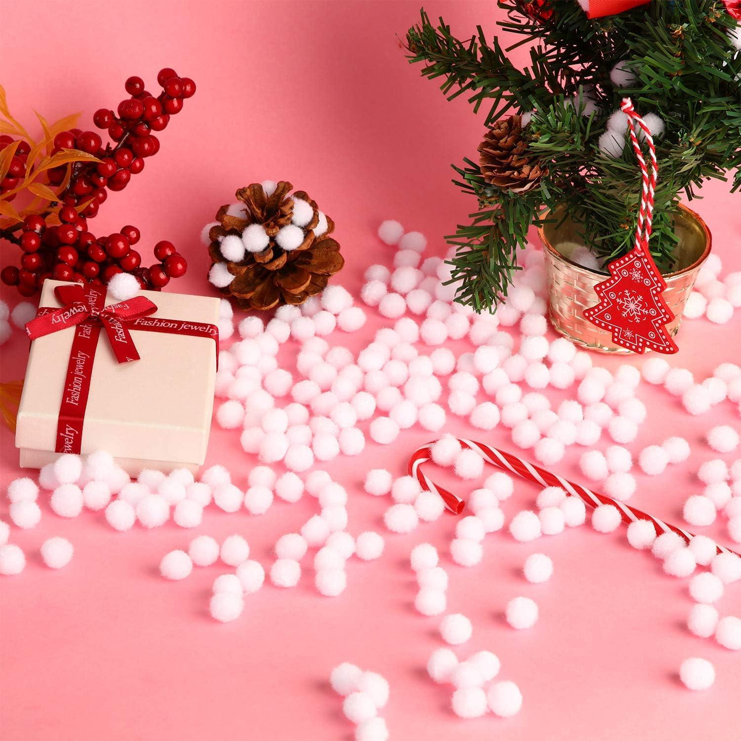 image2000 Pieces 05 Inch Christmas Pom Poms Crafts Mini Pompoms Balls for Craft DIY and Hobby Supplies WhiteGreenRedWhite