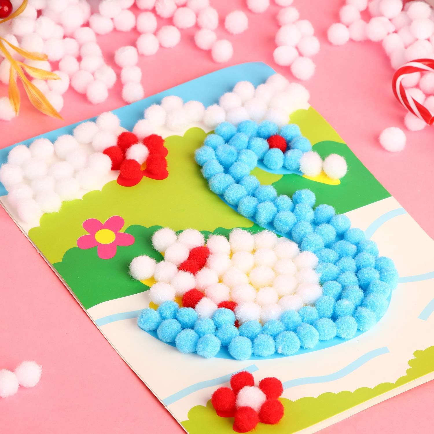 image2000 Pieces 05 Inch Christmas Pom Poms Crafts Mini Pompoms Balls for Craft DIY and Hobby Supplies WhiteGreenRedWhite