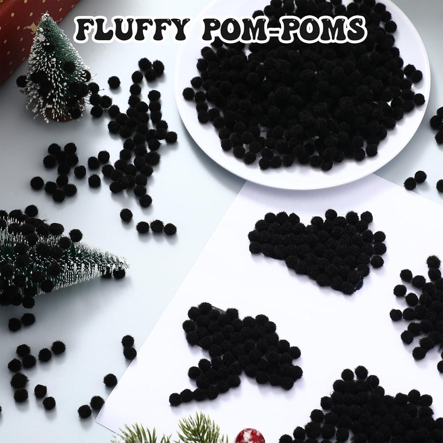 imageShappy 2000 Pieces 6 mm Pom Poms Christmas for Craft Making Christmas Holiday Costume Pom Balls Hobby Supplies and DIY Creative Crafts DecorationsBlack